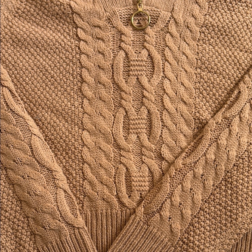Derek Heart Brown Cable Knit Turtleneck Sweater - Picture 6 of 6